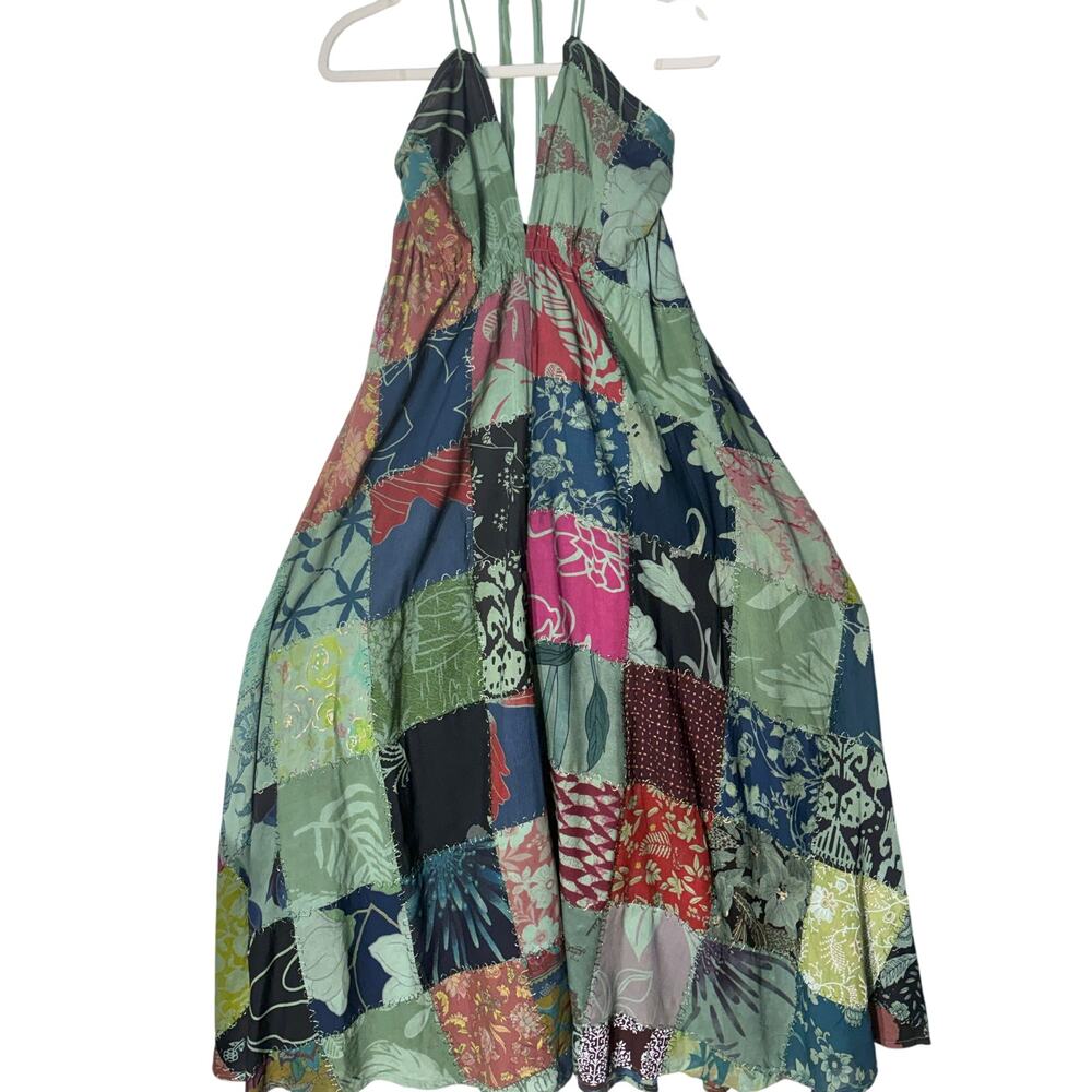 Ananta Boho Patchwork Halter Maxi Dress with Embroidery, Women's One Size